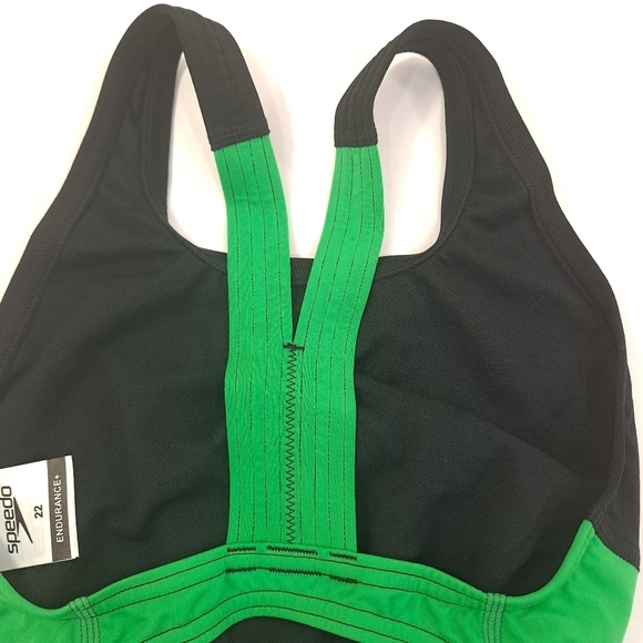 Speedo Womens One Piece Swimsuit Endurance+ Super Pro Team Black Green Sz 22 XXS - Picture 9 of 16